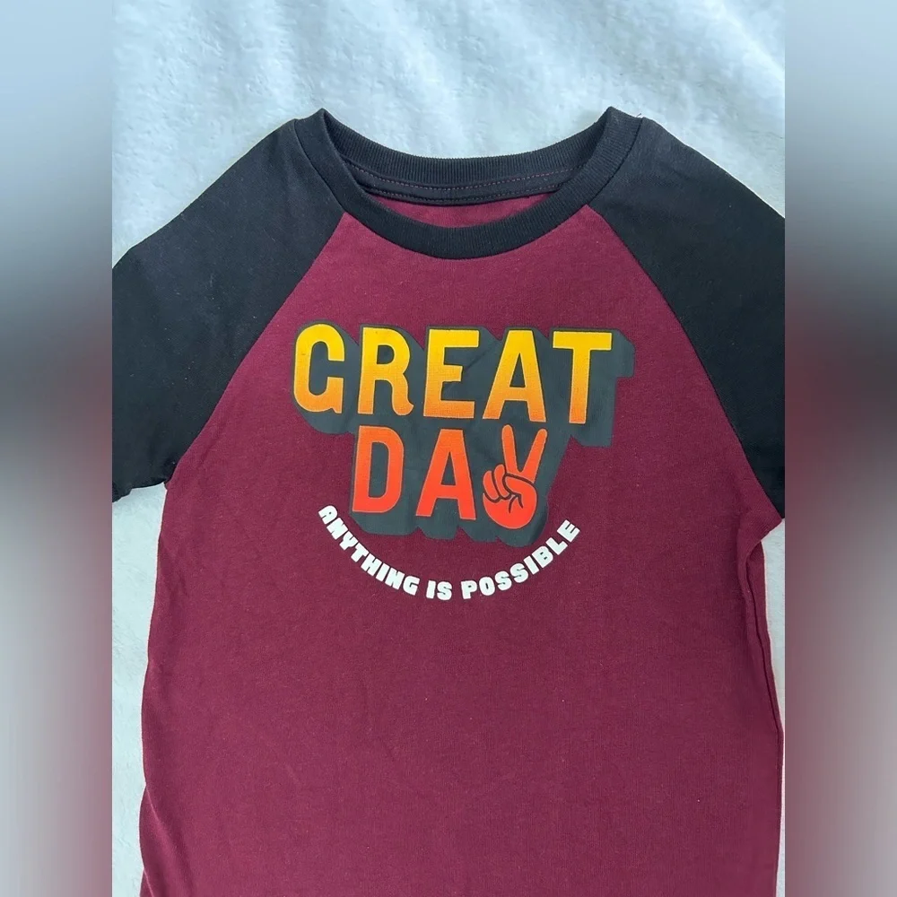 Granimals Burgundy/Black Raglan Boys Graphic Tee size 4 NWT